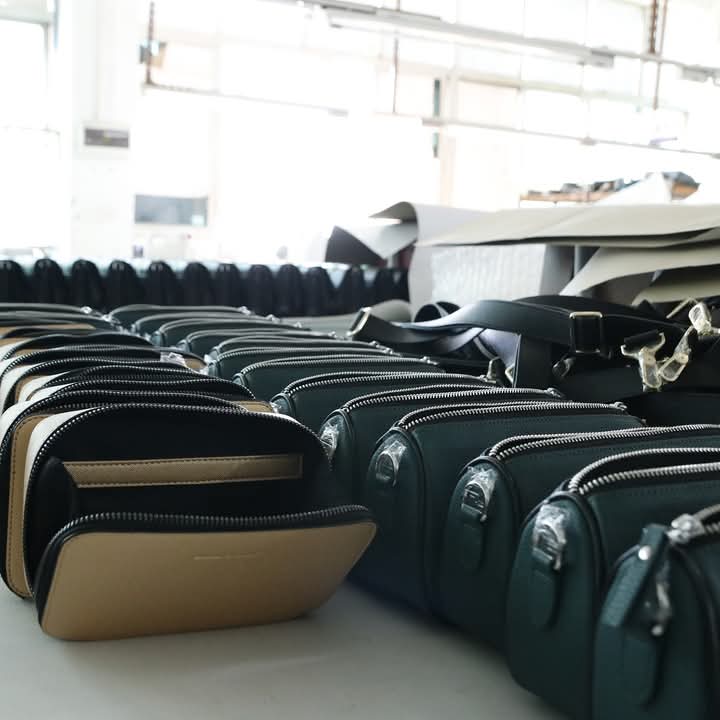 Finished leather bags ready for shipment
