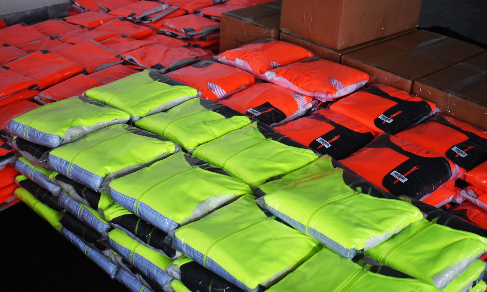 Packaged activewear orders ready for dispatch